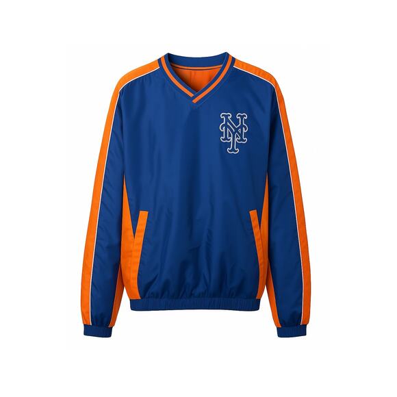 Vintage New York Mets Pullover Windbreaker Jacket XXL Blue & Orange Retro MLB - Picture 1 of 12
